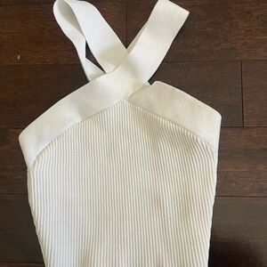 Aritzia White Ribbed Crop Top